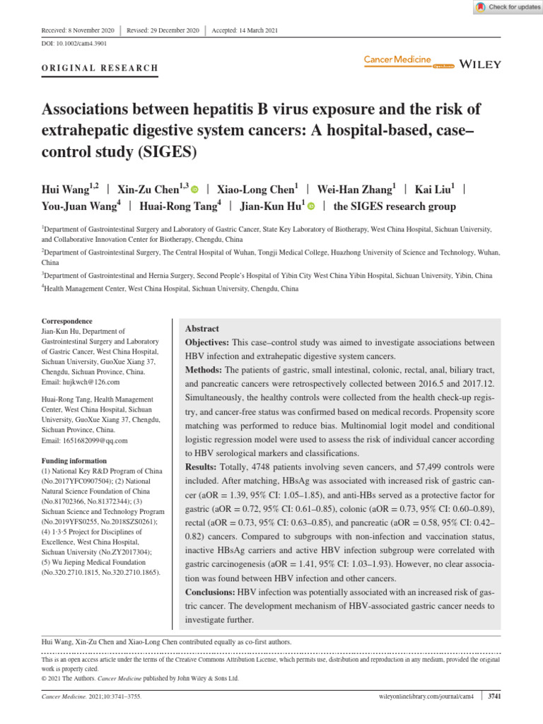 Cancer Medicine - 2021 - Wang - Associations Between Hepatitis B Virus ...