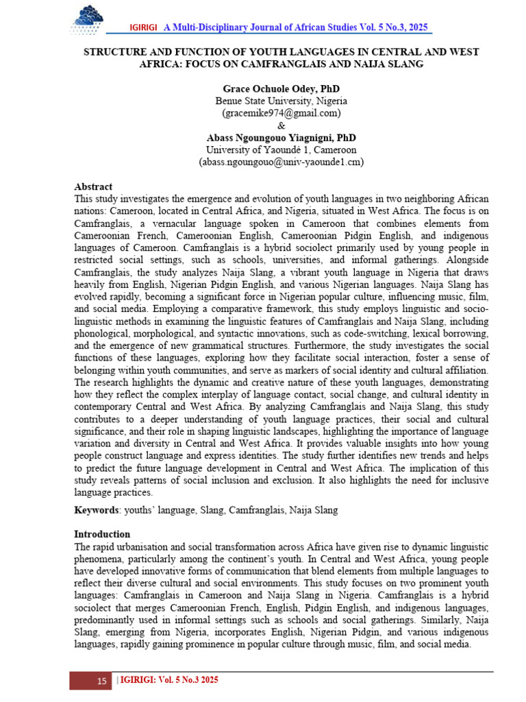 Structure and Function of Youths' Languages | PDF | English Language ...
