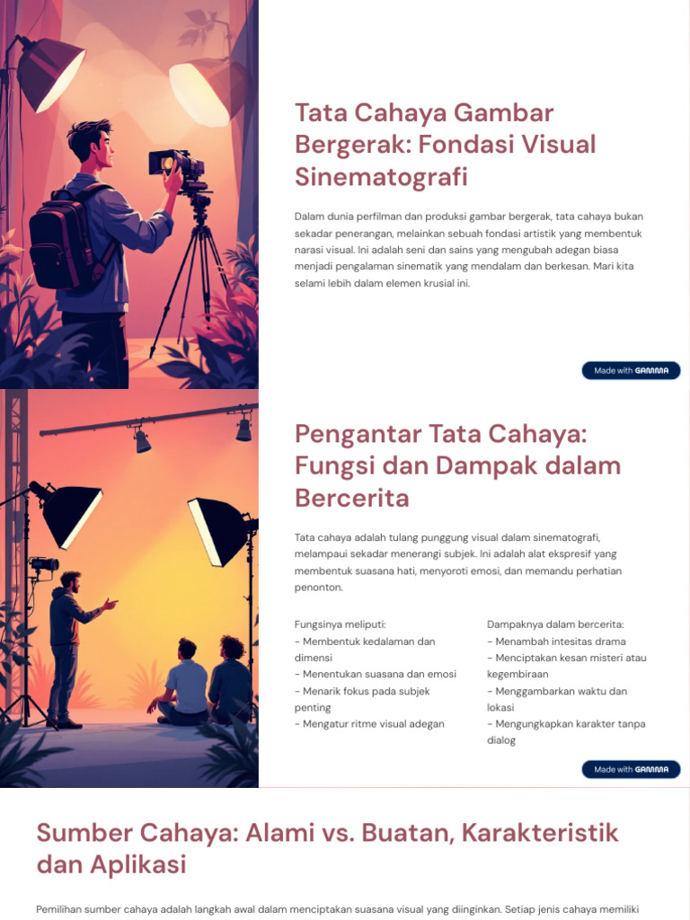 Tata Cahaya Gambar Bergerak Fondasi Visual Sinematografi | PDF