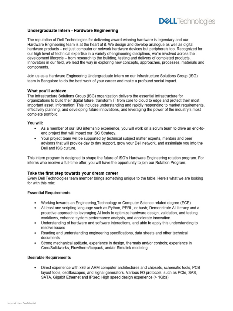 Undergraduate Intern - Hardware Engineering | PDF | Computer Hardware ...