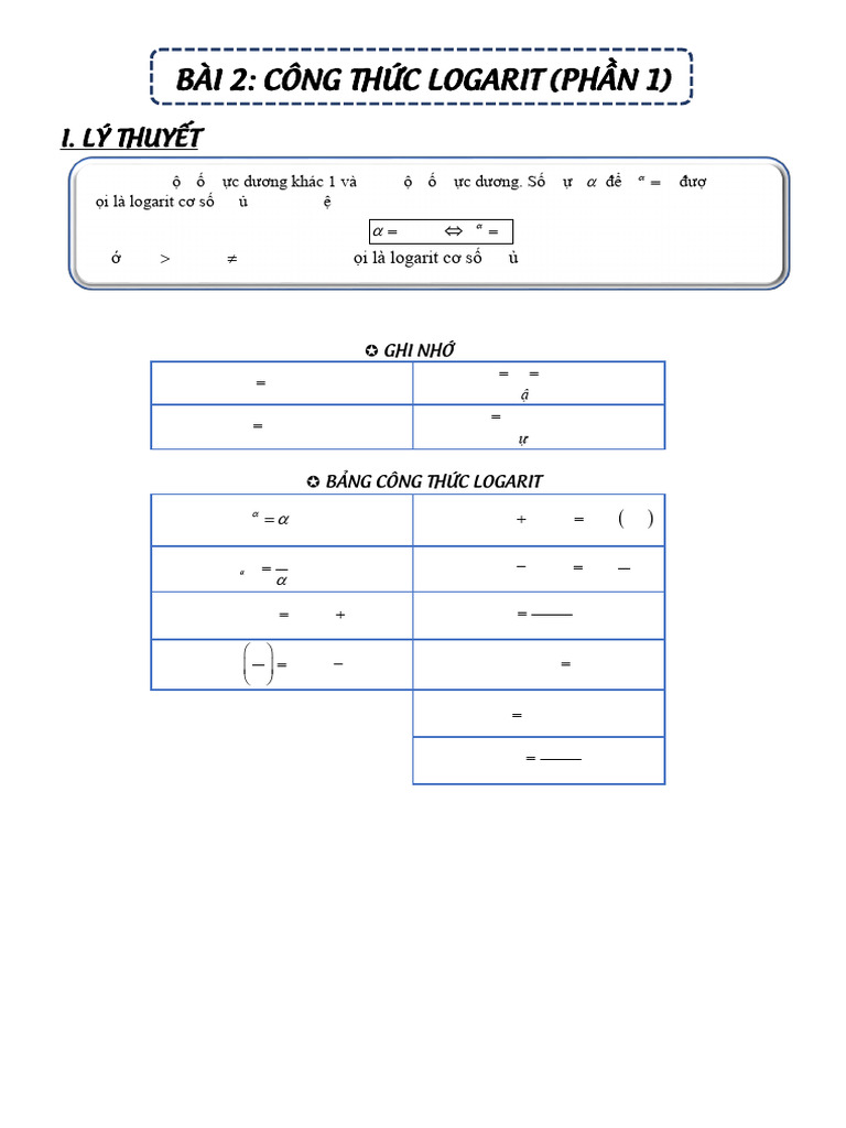 Công thức Logarit | PDF