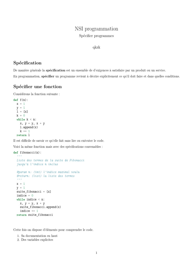 Specification Des Programmes Print | PDF | Python (Langage de ...