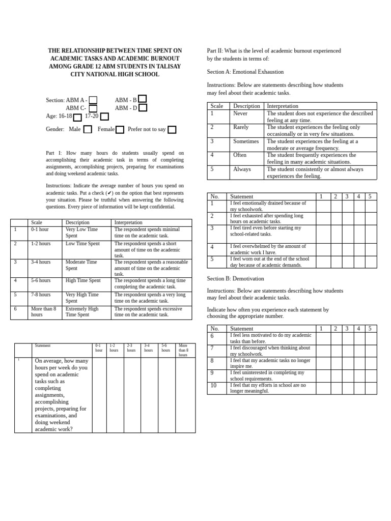 Survey Questionnaire Final g3 | PDF | Psychological Concepts | Emotions
