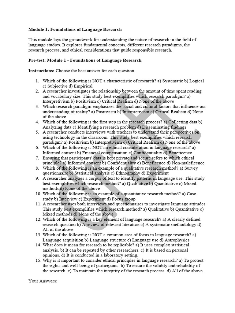 Module 1 Introduction To Language Research (Student) | PDF ...
