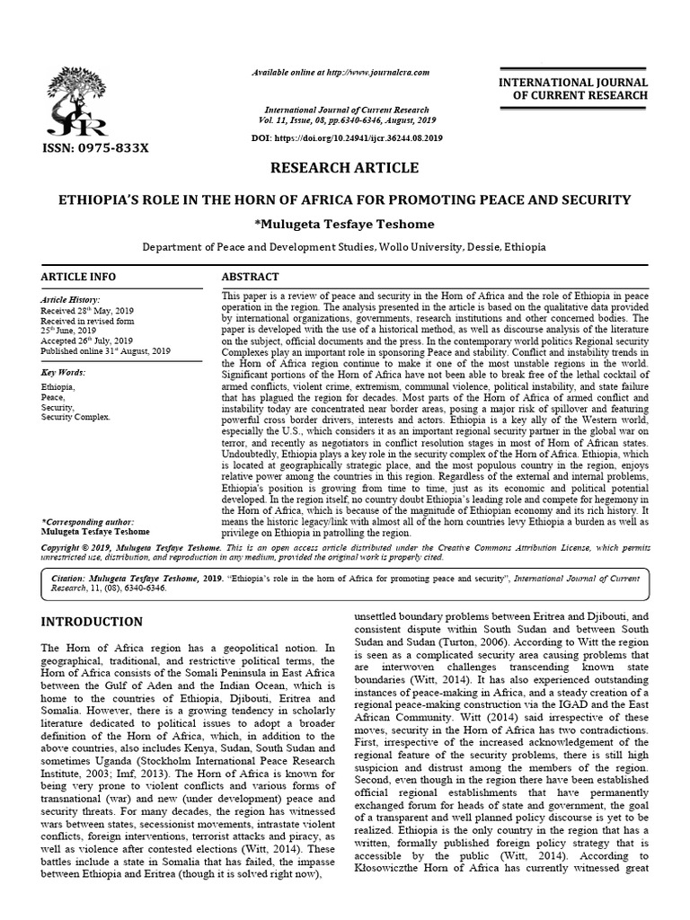 Ethiopia's Stance in The Horn of Africa (2019) | PDF | African Union ...