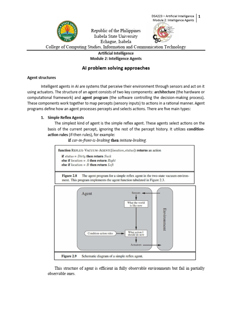 MODULE 2 Intelligence Agents | PDF | Algorithms | Theoretical Computer ...