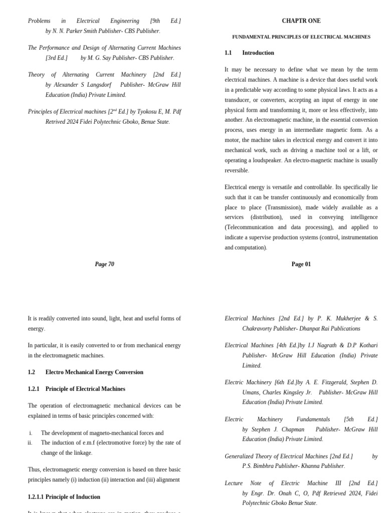 EEC 232 Principles of Electrical Machines ND II | PDF | Electromagnetic ...