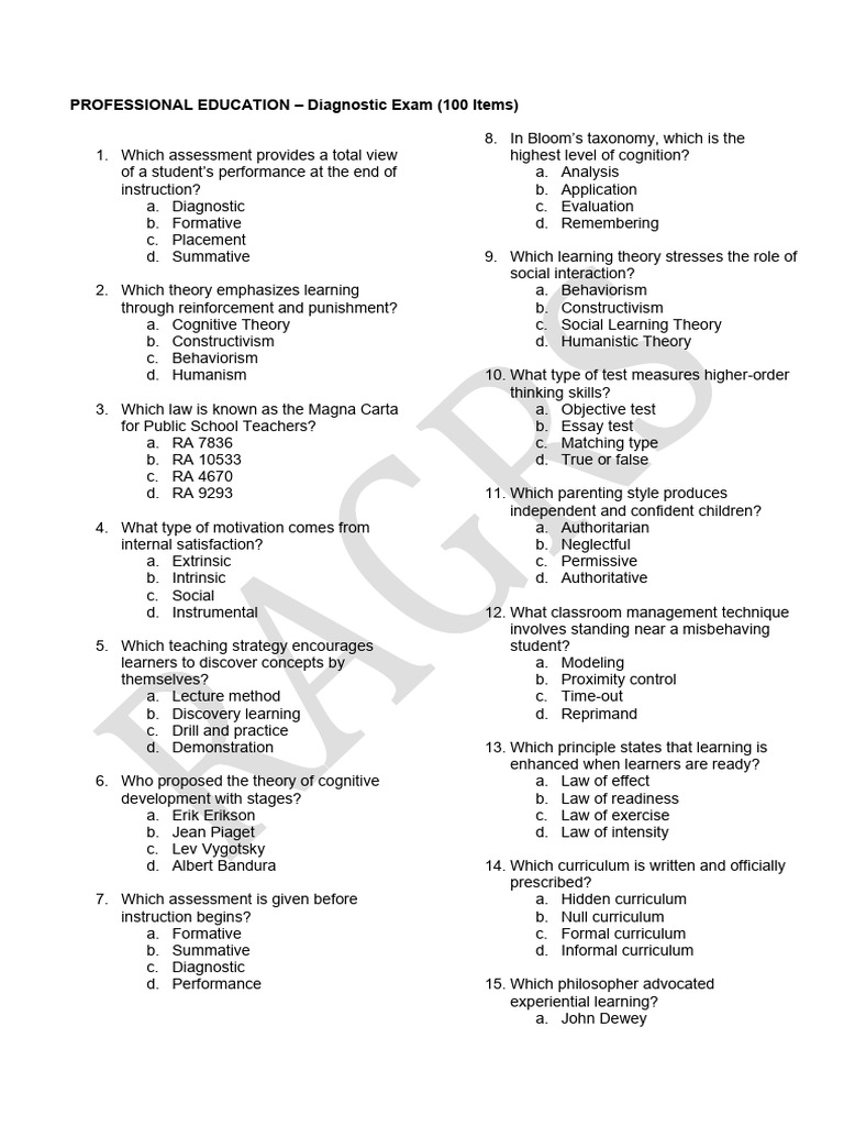 Professional Education Shuffled | PDF | Educational Assessment ...