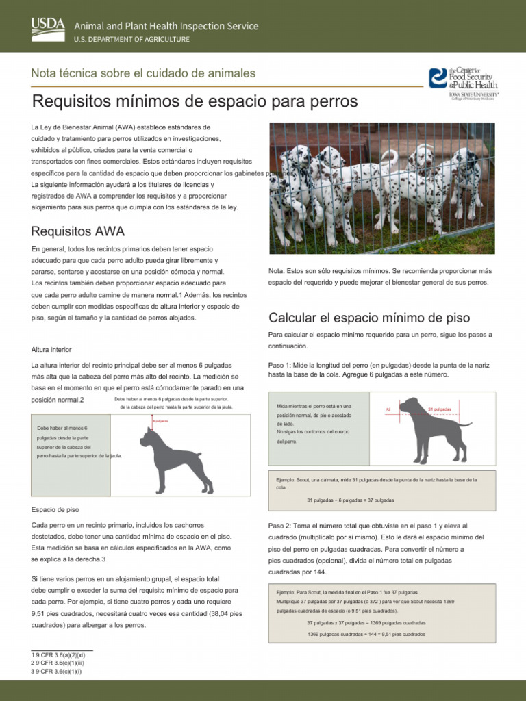 Photo inspiration: Visual Reference: Minimum Space Requirements For Dogs Pdf Perros