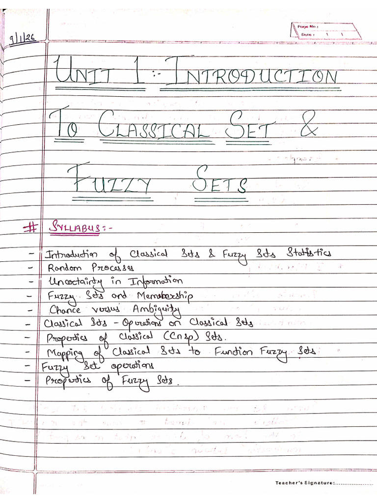 Fuzzy Logic Notes Unit 1-2 | PDF