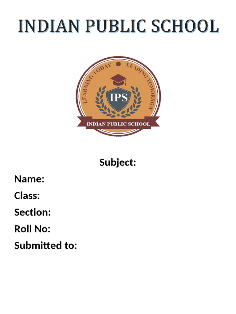 Subject: Name: Class: Section: Roll No: Submitted To | PDF