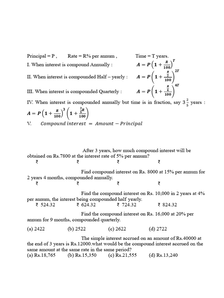 UNIT - IV 3. Compound Interest | PDF | Interest | Compound Interest