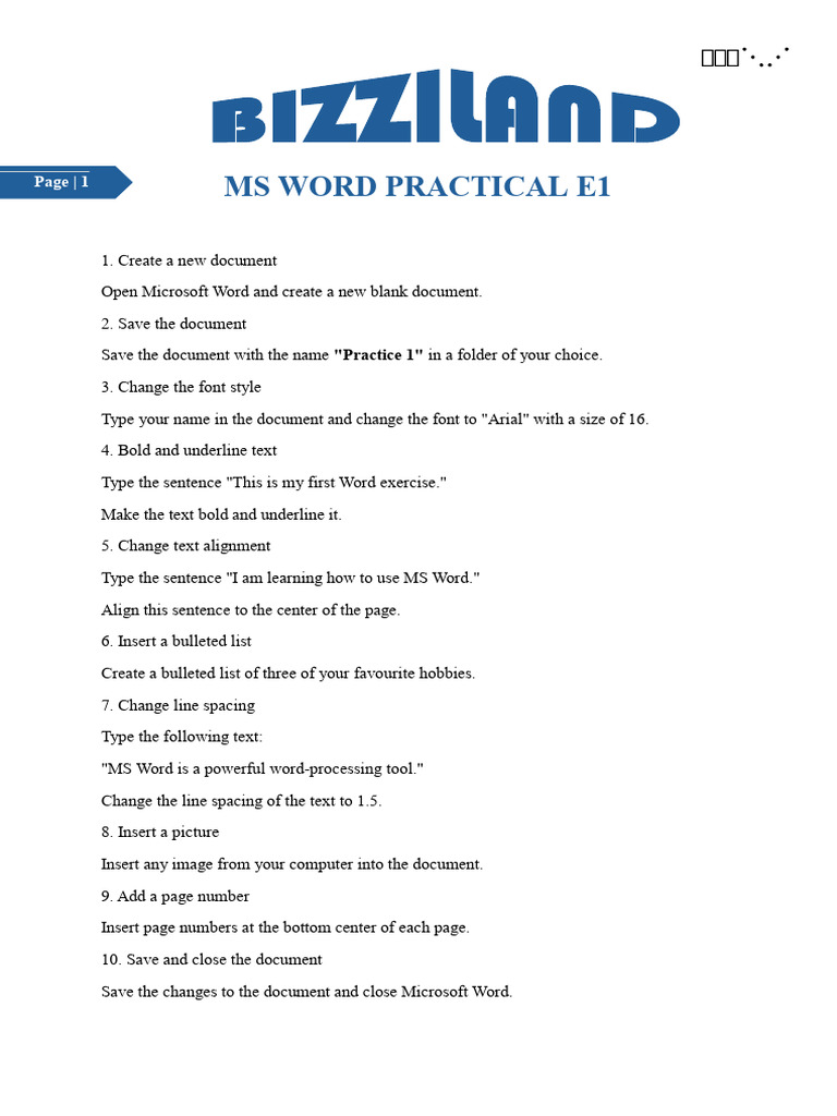 Ms Word Practical E1 Questions | PDF | Microsoft Word | Chess Theory