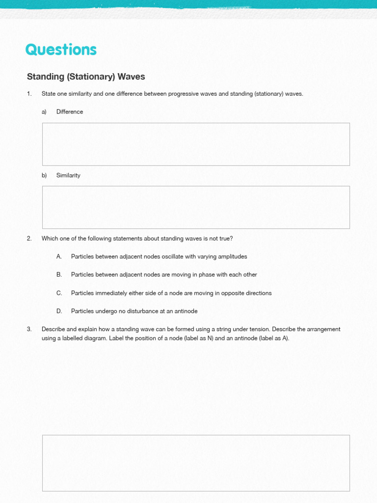 4.5 - Standing Waves - QUESTIONS | PDF | Waves | Frequency