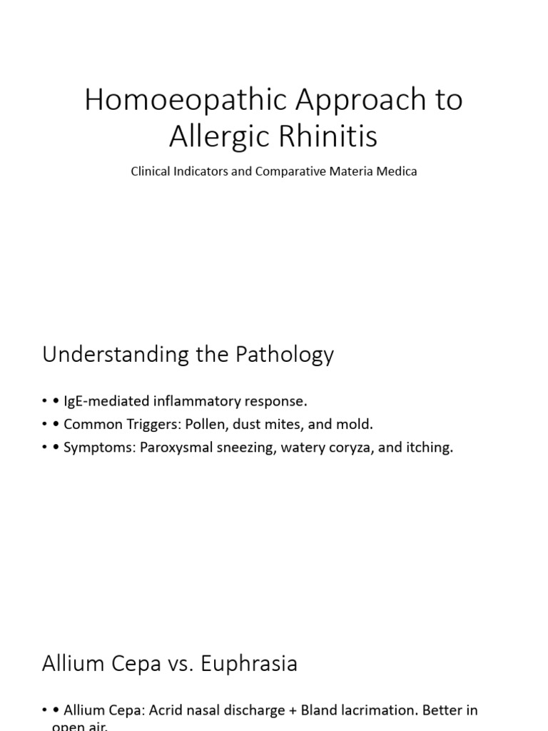 Homoeopathic Approach To Allergic Rhinitis | PDF