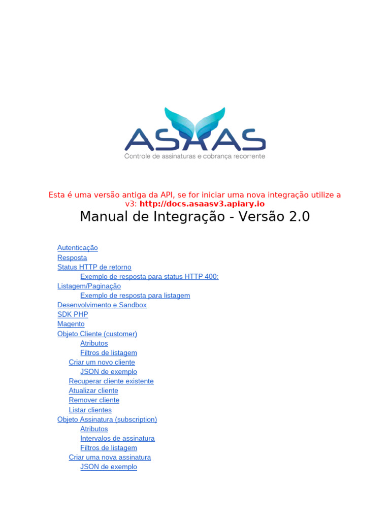 Manual API Asaas v2 | PDF | Cartão de crédito | Informática