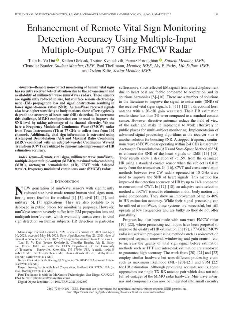 Enhancement of Remote Vital Sign Monitoring Detection Accuracy Using ...