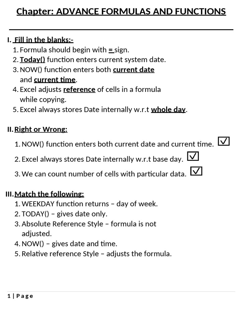 Advance Formulas and Functions | PDF