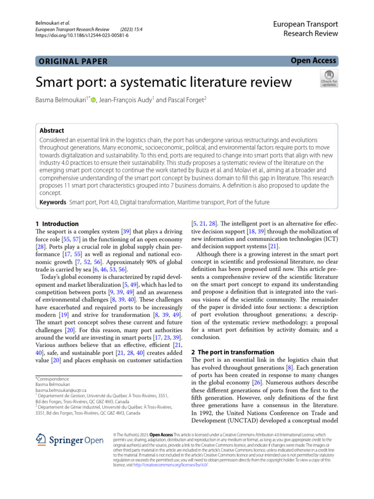 Smart Port A Systematic Literature Review | PDF | Port | Infrastructure