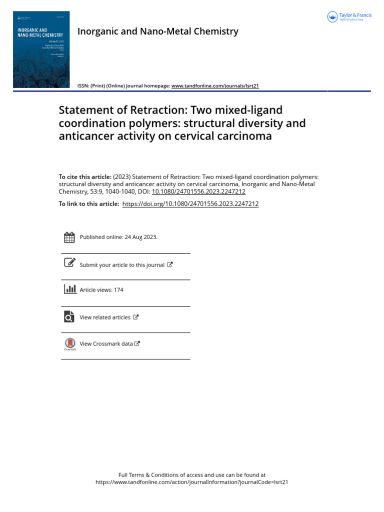 Statement of Retraction - Two Mixed-Ligand Coordination - Unknown ...