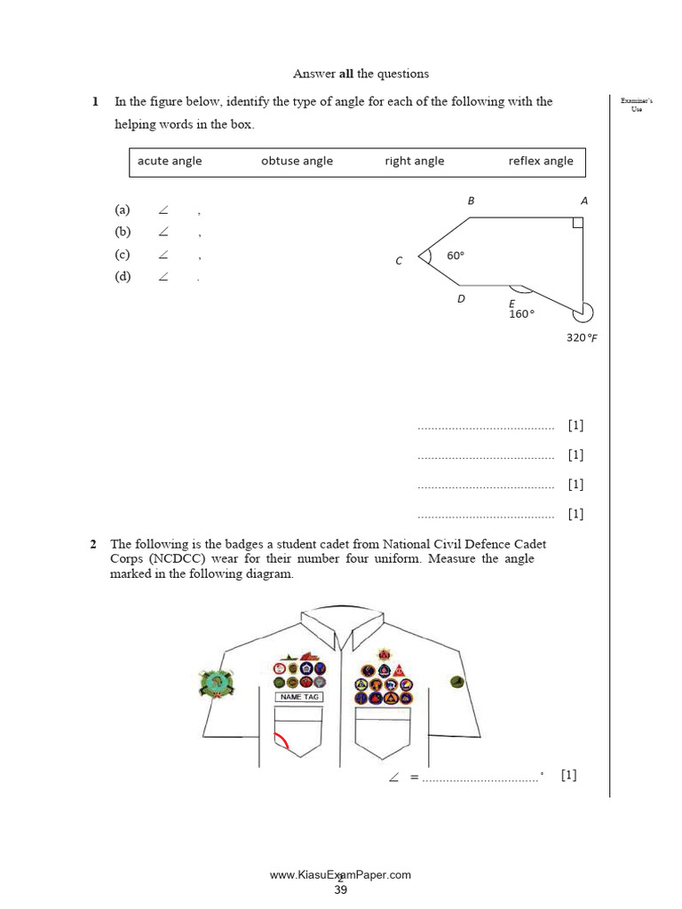 Bowen Secondary 1 G1 Math 2016 MYE P2 | PDF