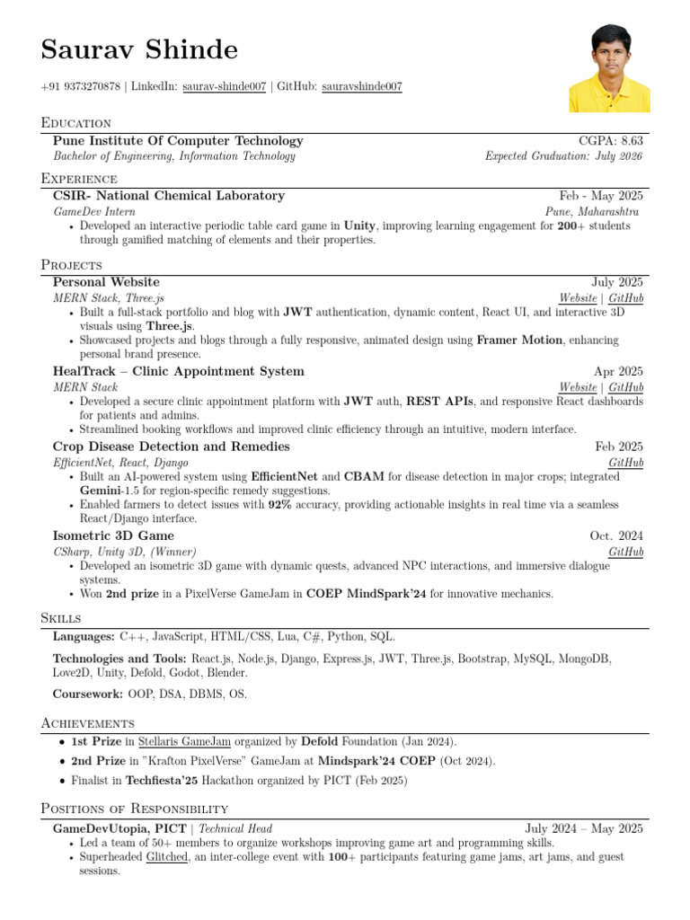 Saurav S Resume With Photo | PDF | Computing | Software Engineering