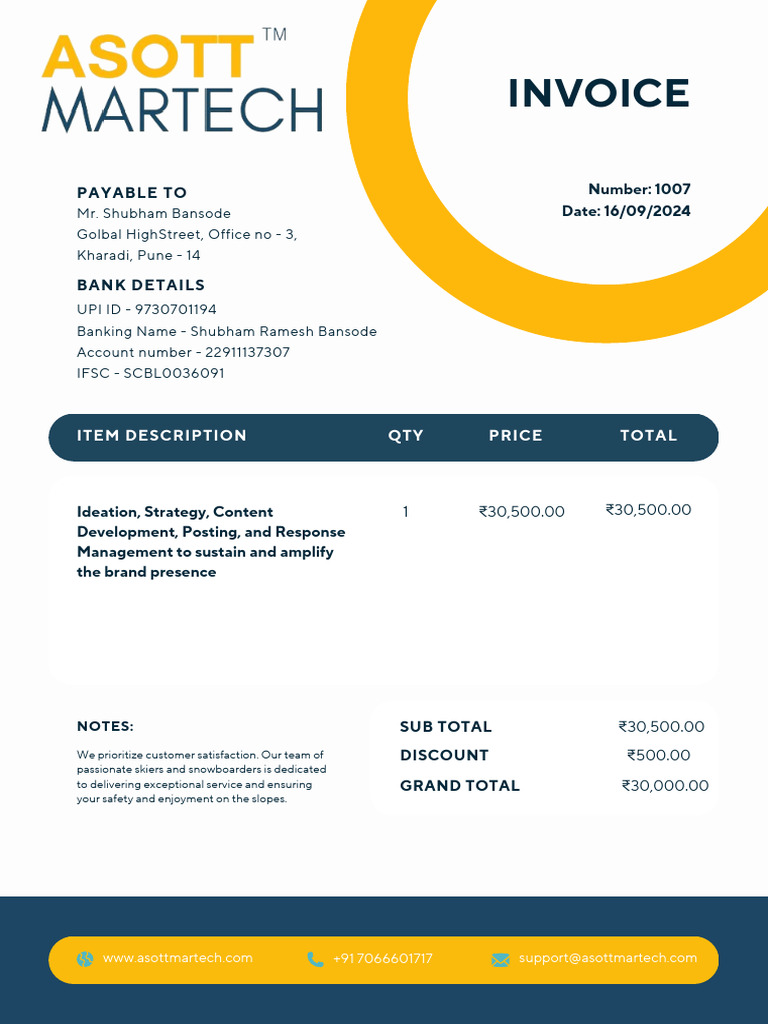 Asott Martech Invoice Template | PDF