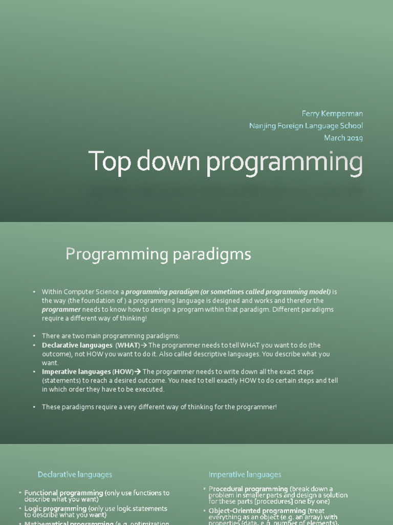 Top Down Programming Concepts. | PDF | Programming Paradigms | Algorithms
