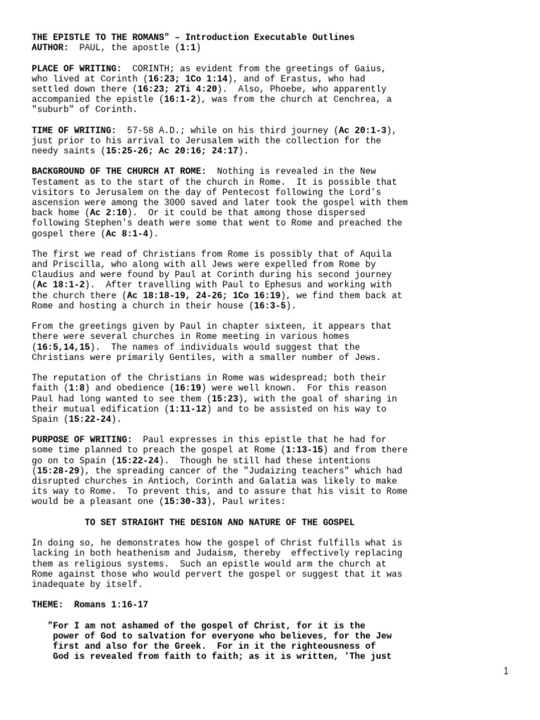 The Epistle To The Romans | PDF | Paul The Apostle | Epistle To The Romans