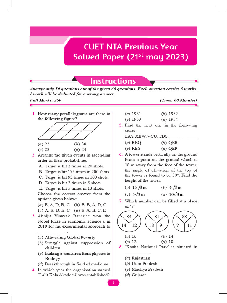 Previous Year Solved Paper 21-5-2023 | PDF