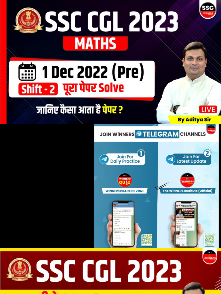 SSC CGL Previous Year Maths Paper Solution by Aditya Sir | PDF