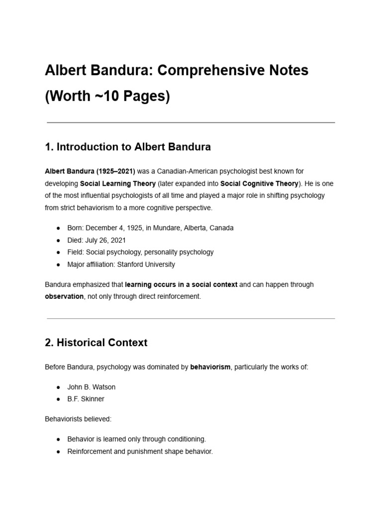 Albert Bandura | PDF | Self Efficacy | Behaviorism