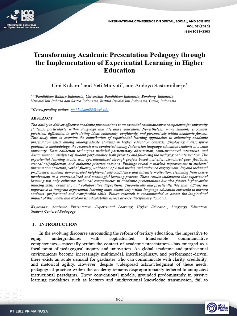 Transforming Academic Presentation Pedagogy Through The Implementation ...