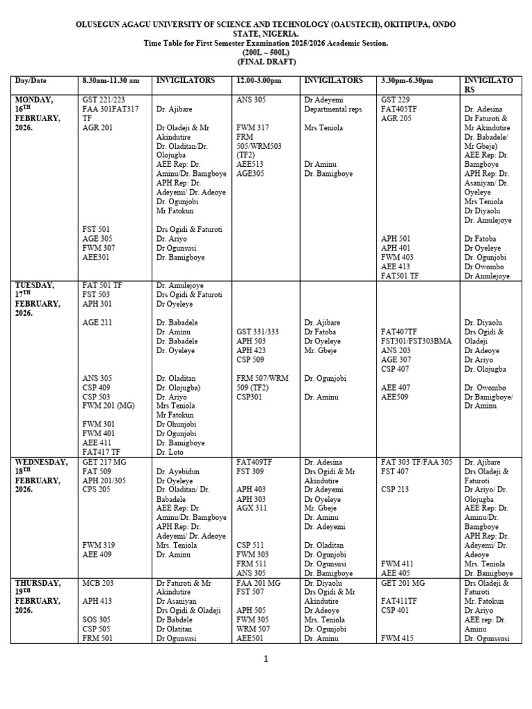 Final - Adjusted 2025 - 2026 200-500 1st Semester Exams | PDF