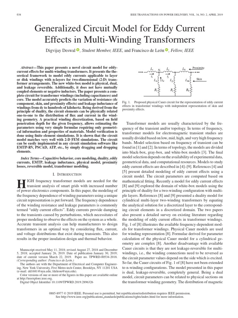 Generalized Circuit Model For Eddy Current Effects in Multi-Winding ...