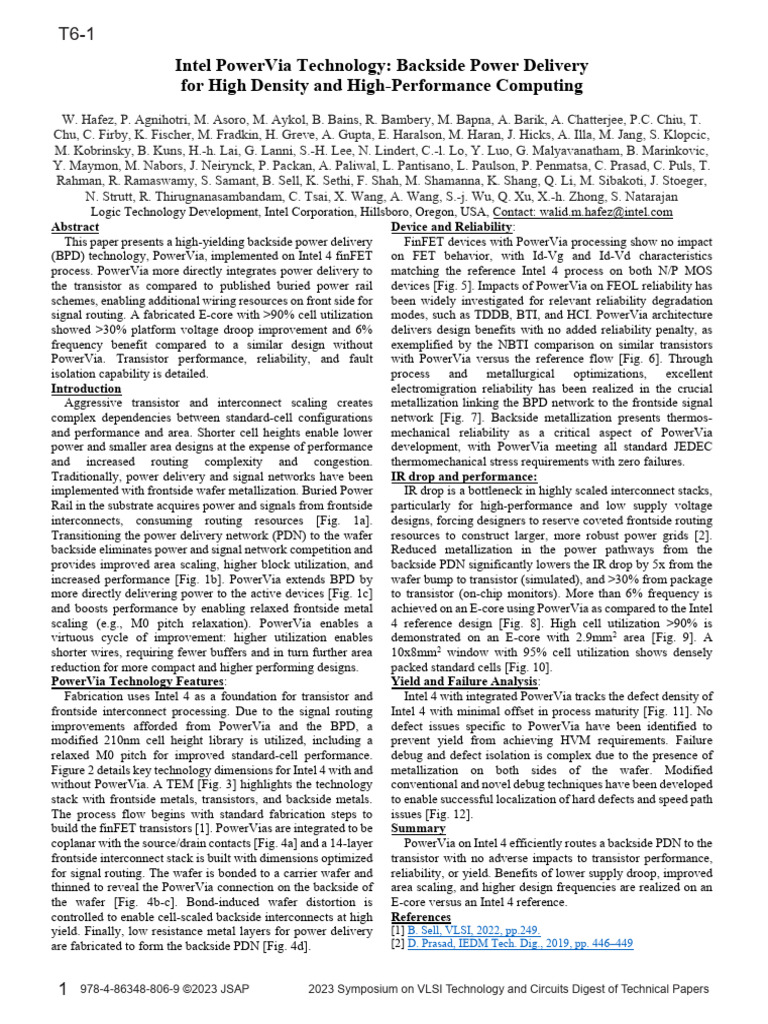 Intel PowerVia Technology Backside Power Delivery For High Density and ...