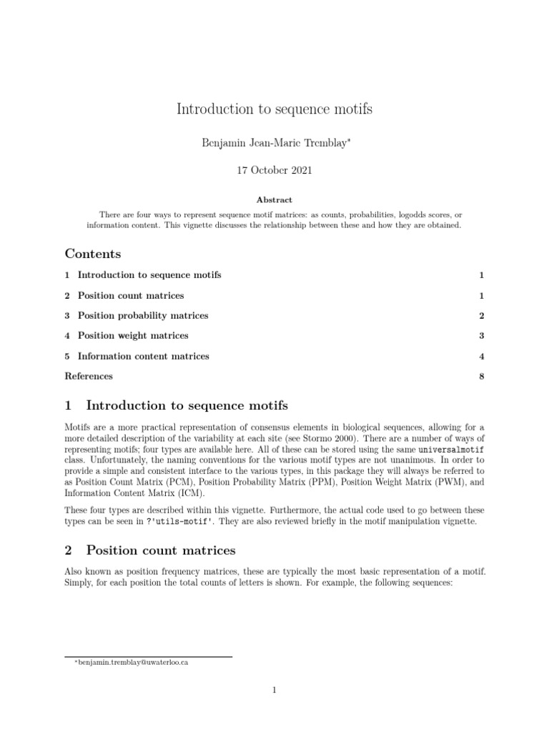 Introduction To Sequence Motifs | PDF | Matrix (Mathematics ...