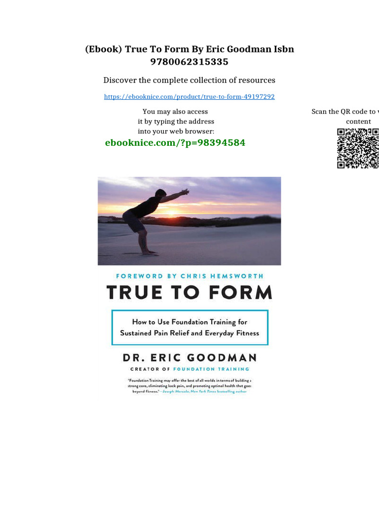 (Ebook) True To Form by Eric Goodman ISBN 9780062315335 Full Digital ...