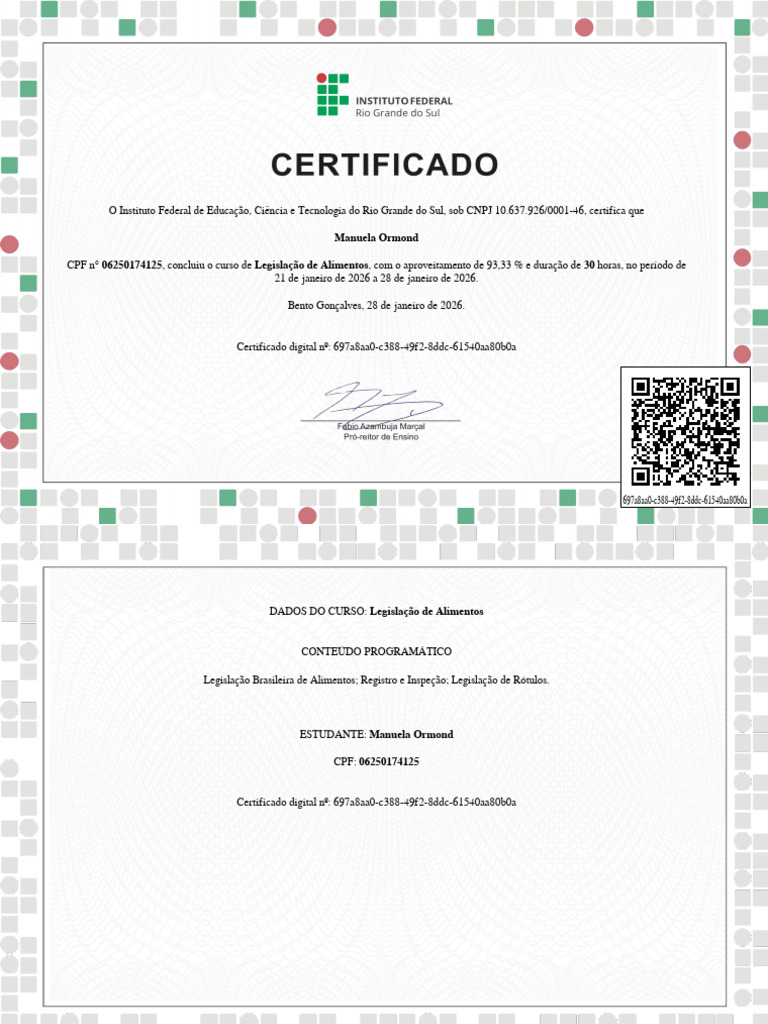 Legislação de Alimentos-Certificado Digital 3876255 | PDF