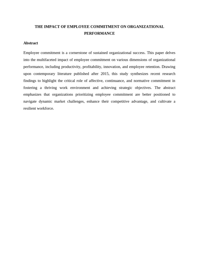 The Profound Impact of Employee Commitment On Organizational ...