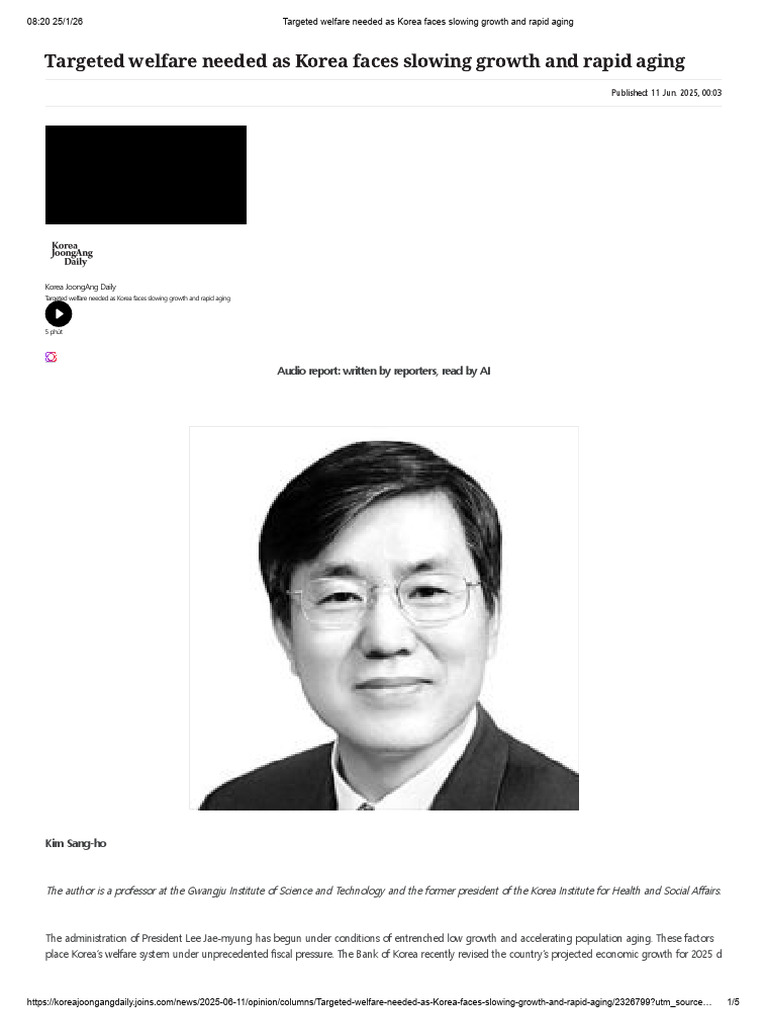 Targeted Welfare Needed As Korea Faces Slowing Growth and Rapid Aging ...