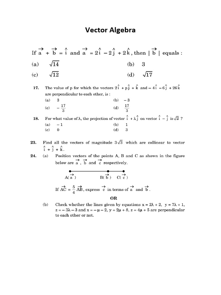 Vector Algebra 2023 Pyq | PDF