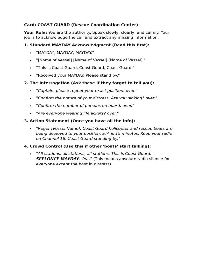 Card Coast Guard - Radio Test | PDF