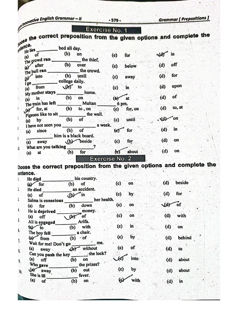 Exercise Prepositions | PDF
