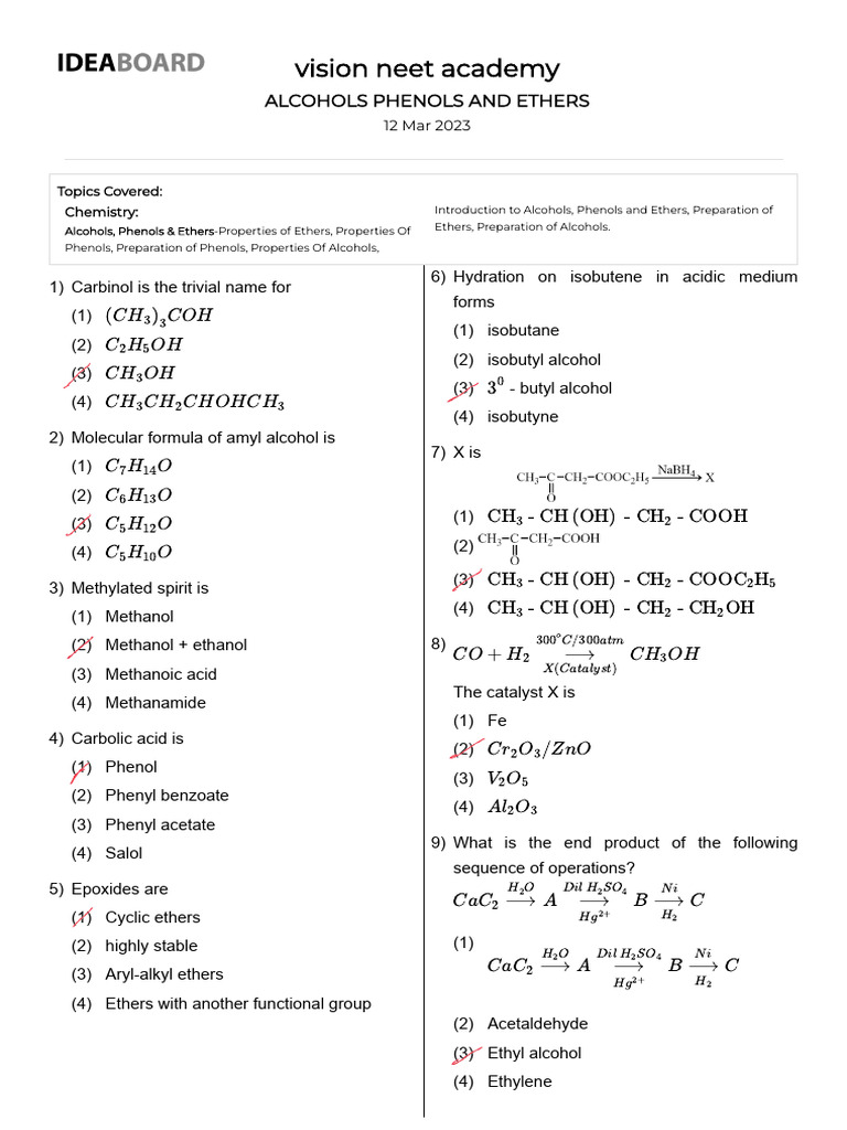 Alcohols Phenols and Ethers | PDF | Ether | Ethanol