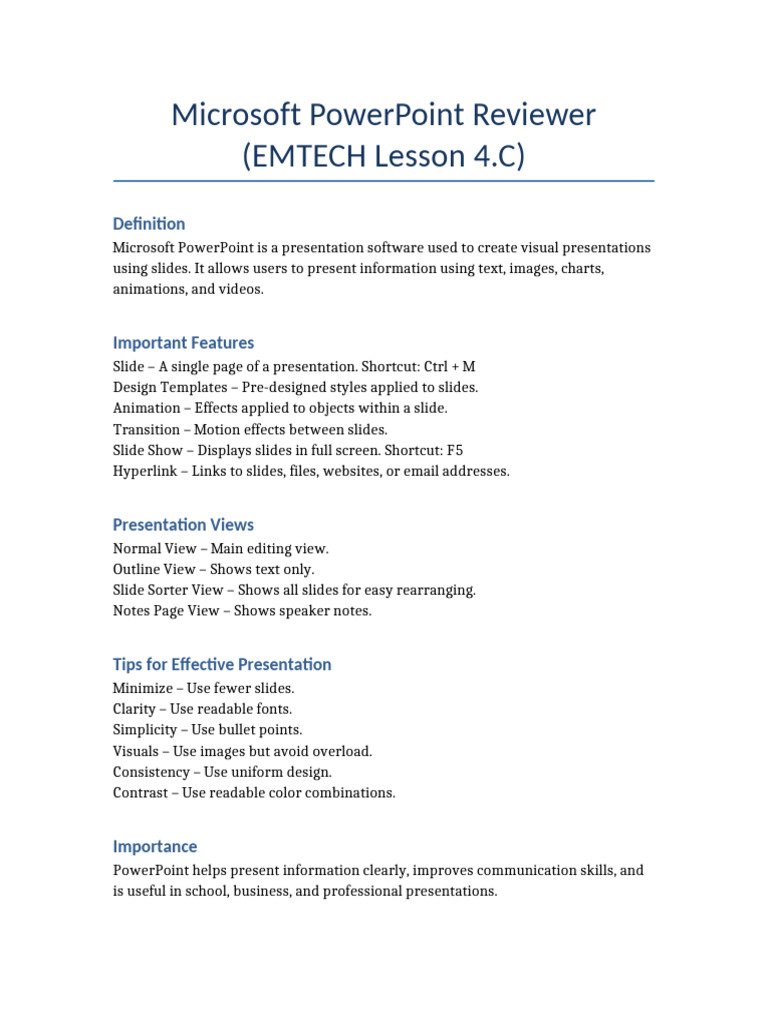 MS PowerPoint Reviewer | PDF