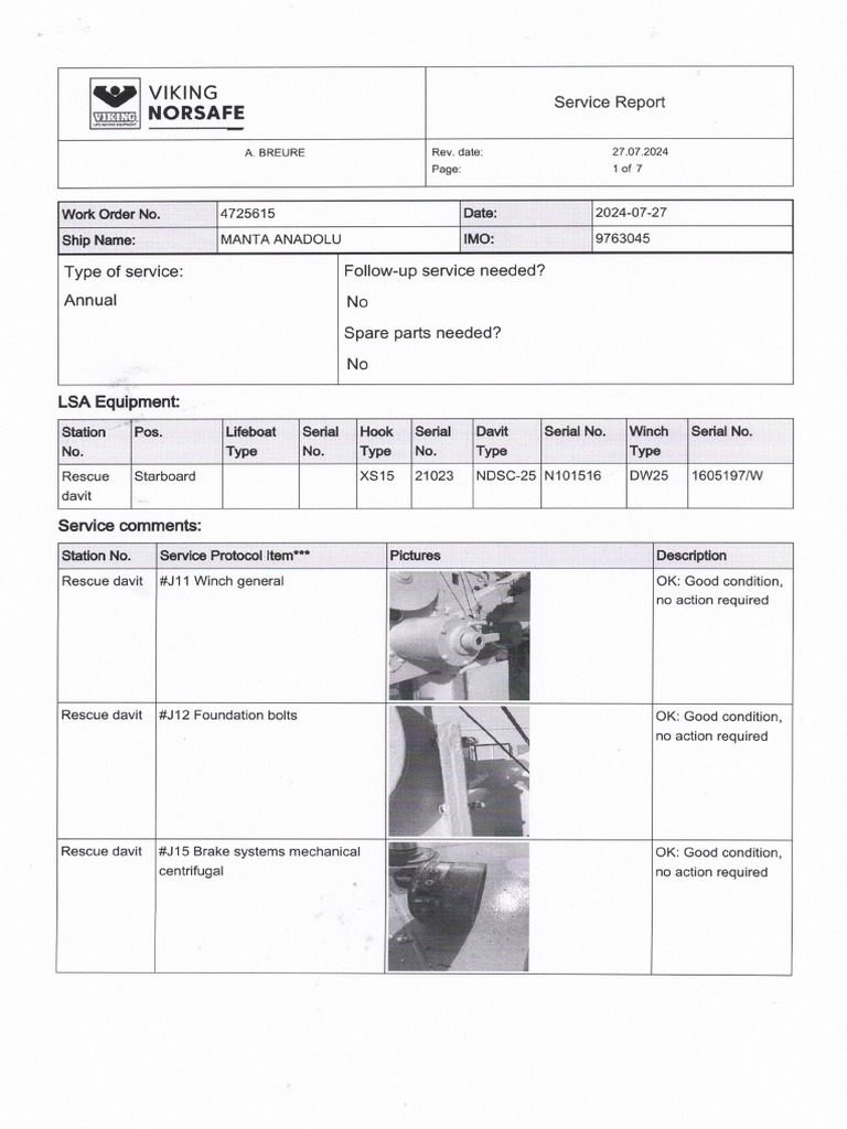 If 04 Annual Inspection of Rescue Boat Davit 1 | PDF