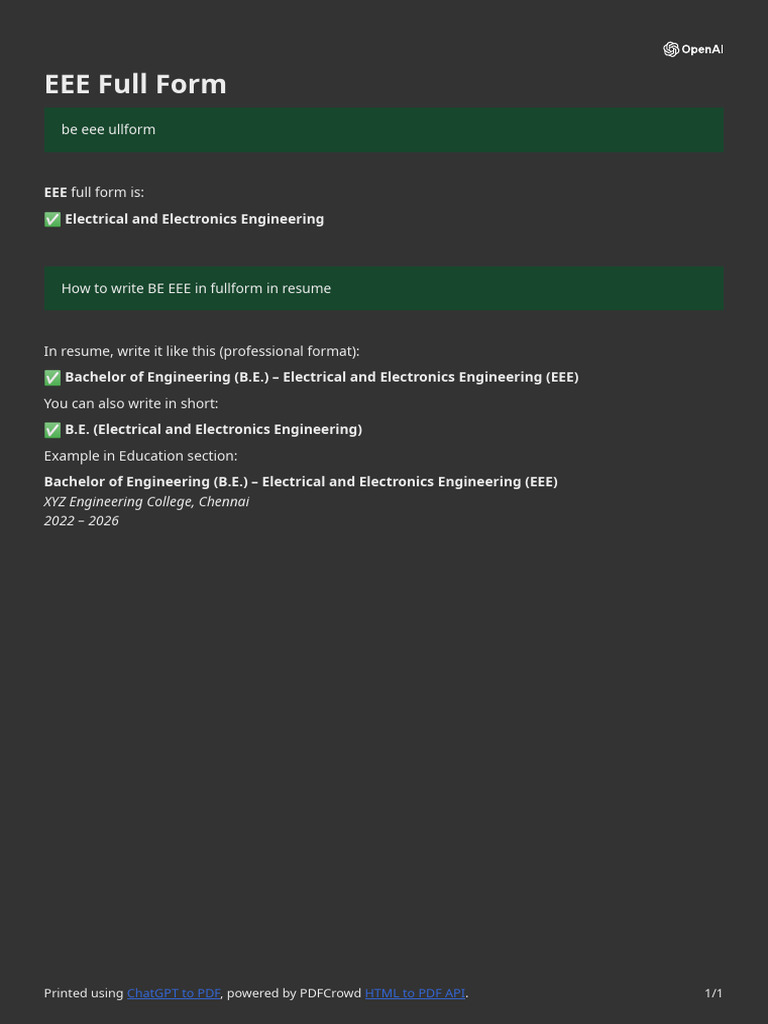 EEE Full Form | PDF