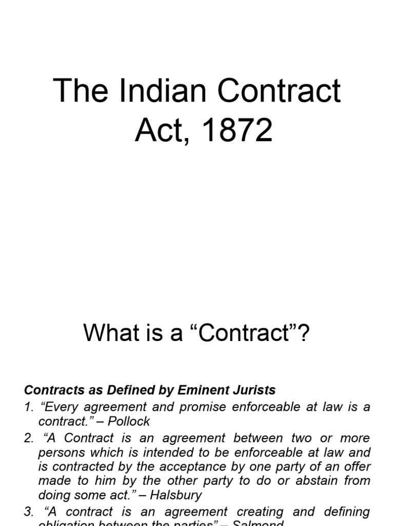 BUSINESS LAW - Indian Contract Act 1872 | PDF | Offer And Acceptance ...