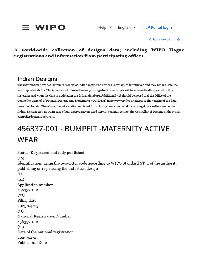 WIPO Global Design Database Active Wear | PDF